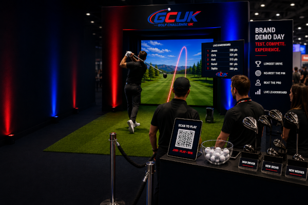 The Golf Challenge UK simulator being used at a brand demo day