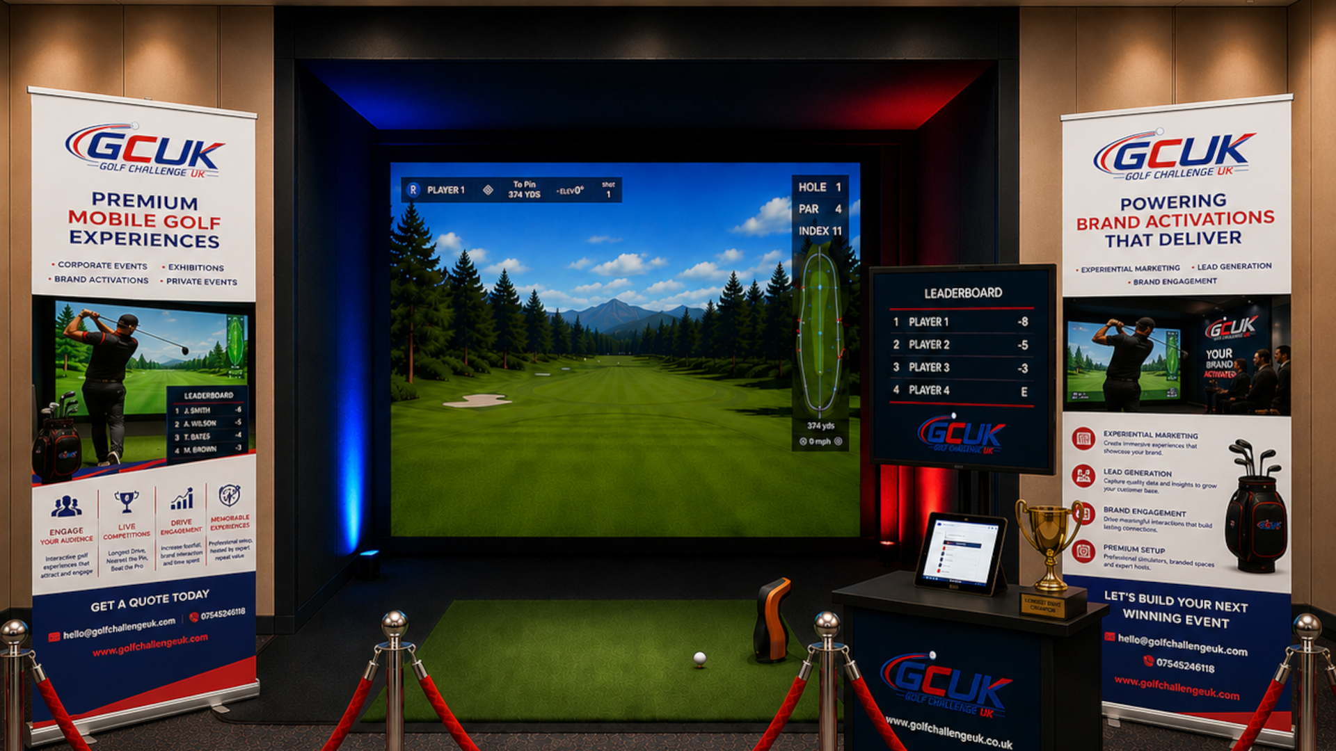 Golf Challenge UK simulator set-up